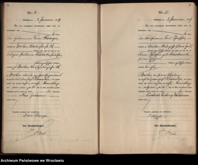 image.from.unit.number "Geburts-Haupt-Register Breslau I 1889 Band 1"