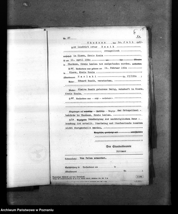 Obraz 10 z jednostki "Spisy miejscowych Niemców, którzy zginęli w 1939 roku. Kreis Leslau (Włocławek)"