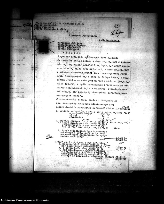 Obraz 17 z jednostki "Majątek Białcz powiat międzychodzki wyłączenie z art. 4/5 ustawy o reformie rolnej Dr Wilhelm Schlinke"