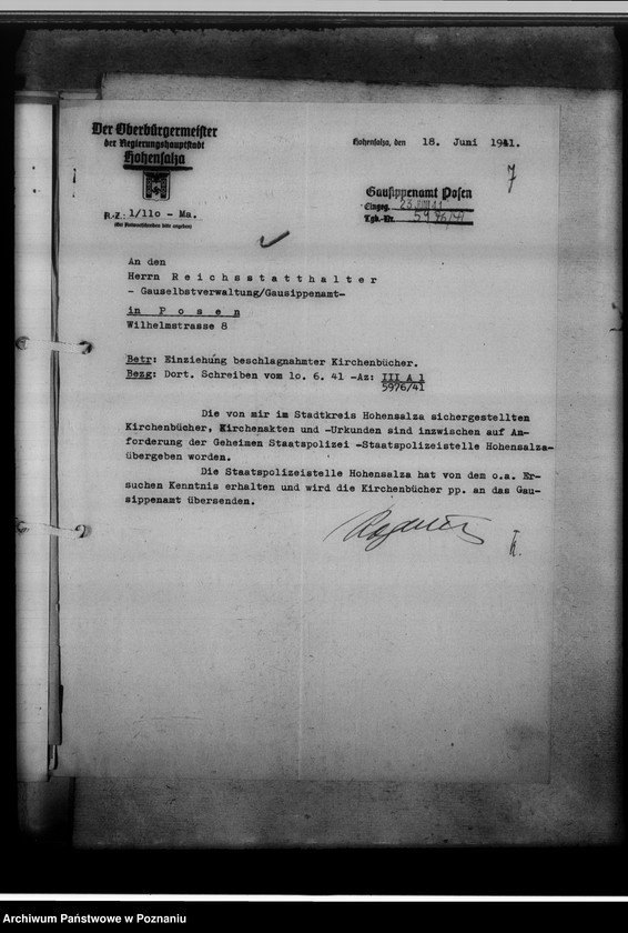 Obraz 11 z jednostki "Einziehungsprotokolle [ksiąg kościelnych] Hohensalza-Stadt [miasto Inowrocław]"