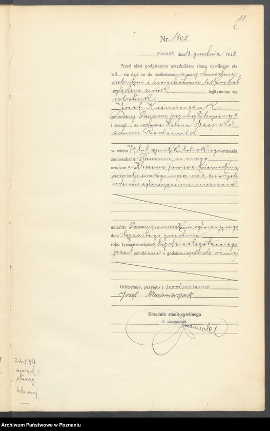 Obraz 13 z jednostki "Księga miejscowa zgonów tom IV [Rejestr główny zgonów]"