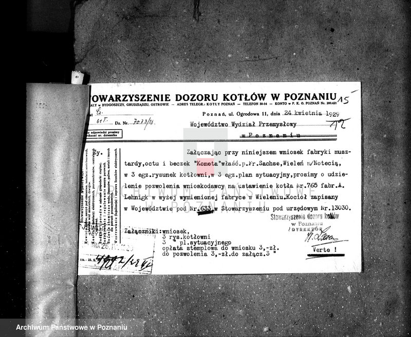 Obraz 19 z jednostki "Tartak E. Witta w Wieleniu pow. czarnkowski kocioł nr woj. 633"