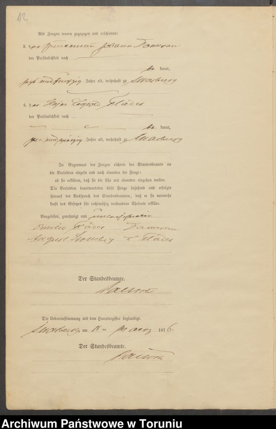 image.from.unit.number "Heiraths-Neben-Register Stadt Strasburg [Brodnica-Miasto] für das Jahr 1876"