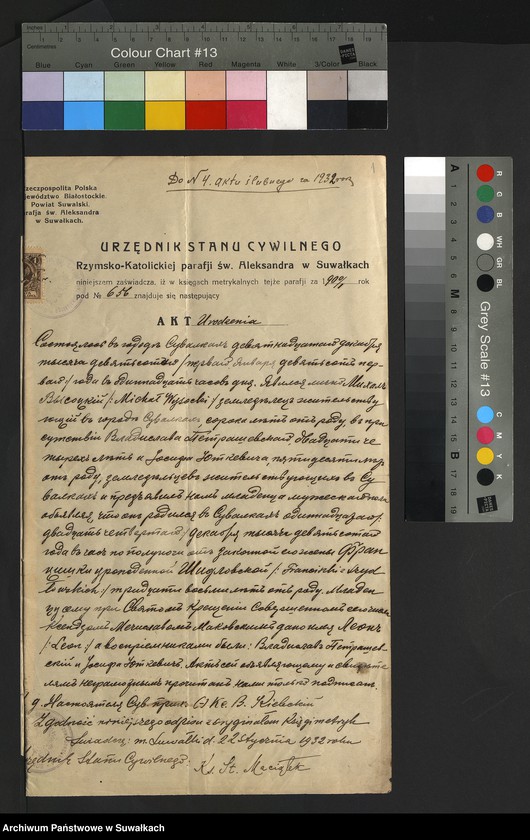 image.from.unit.number "Aneksa Aktów Ślubnych w Rz-Katolickiej Parafji Wigierskiej pow. Suwalskiego za 1932 rok"