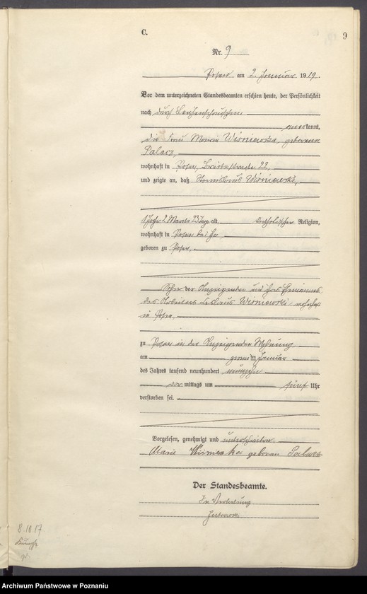 Obraz 11 z jednostki "Księga miejscowa zgonów tom I [Rejestr główny zgonów]"