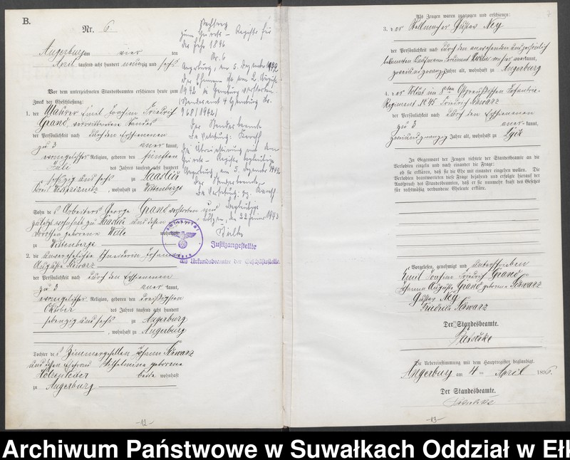 image.from.unit.number "Heiraths-Neben-Register des Preussischen Standes-Amtes Angerburg Kreis Angerburg"