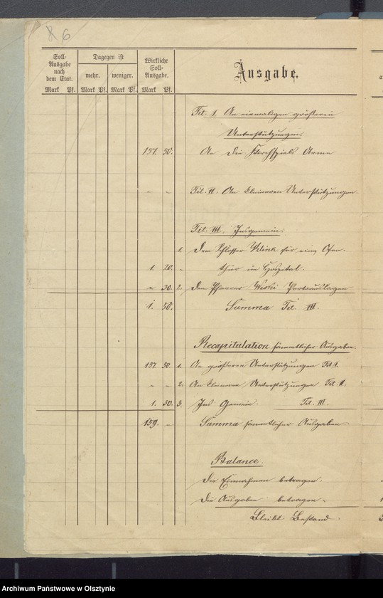image.from.unit.number "Recnung der Kirchspiels Armen Kasse zu Widminnen"