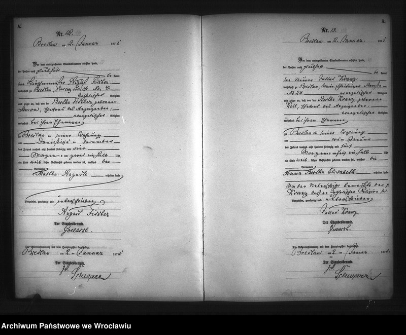 Obraz 9 z jednostki "Geburts-Neben-Register Breslau I 1875 Band 1"