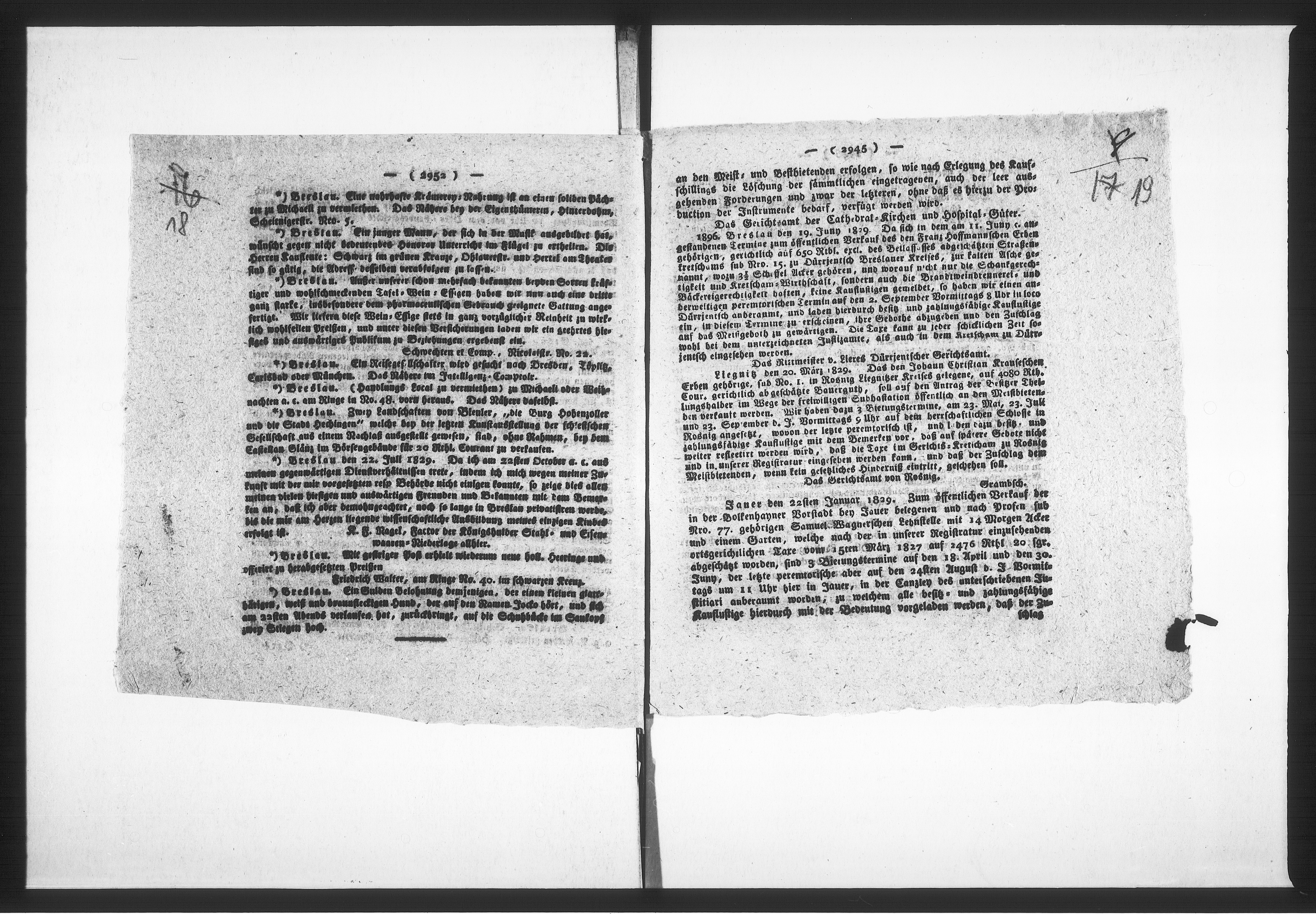 Obraz 16 z jednostki "Acta betreffend die Verpachtung des städtischen Gasthauses zum weissen Ross und der Viehmarkt Auftriebs-Gelder. Vol. II de anno 1829 bis 1852"