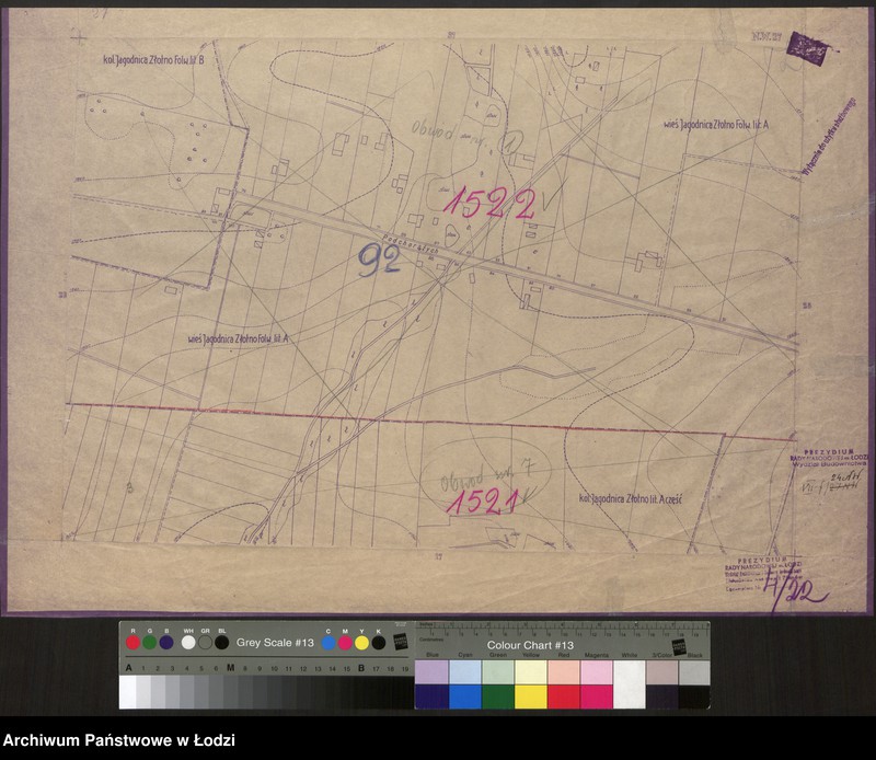 Obraz 1 z jednostki "Plan m. Łodzi 1:2000 z oznaczeniem podziału miasta na obwody i rejony spisowe. Sekcja NW27"