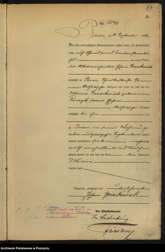 Obraz 19 z jednostki "Księga miejscowa urodzeń tom V [Rejestr główny urodzeń]"