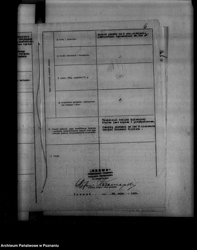 Obraz 10 z jednostki "Zatwierdzenie projektu zakładu przemysłowego nr 406 /urządzenia kotłowni i komina/ Farbiarni, Pralni Chemicznej w Mosinie powiat poznański"