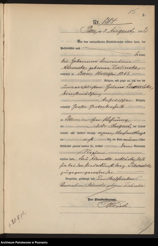 Obraz 18 z jednostki "Księga urodzeń t. IV"