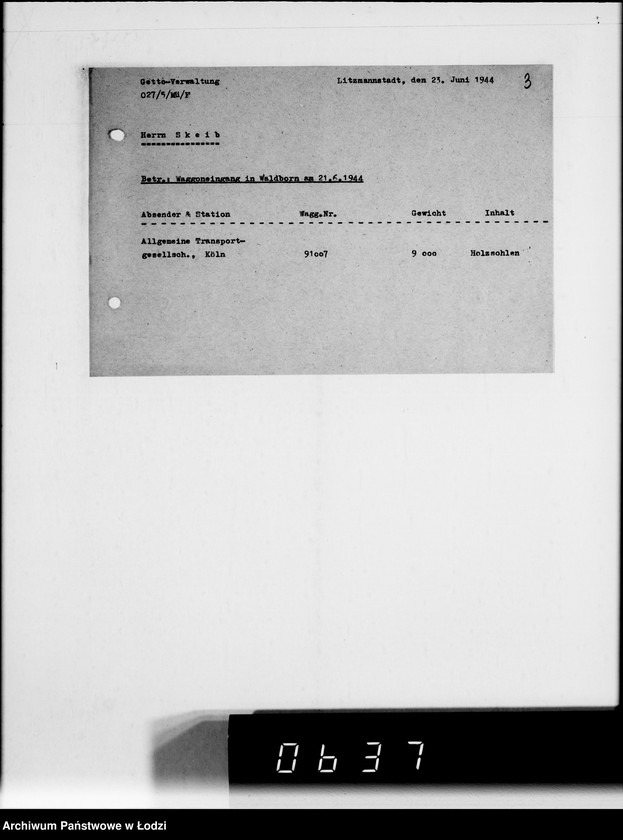 Obraz 8 z jednostki "Koresp.Radegast.[Dotyczy transportu starego obuwia oraz spodów do drewniaków]"