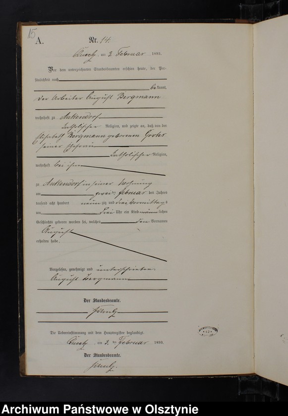 Obraz 17 z jednostki "Geburts-Neben-Register Nr 1 - 86"