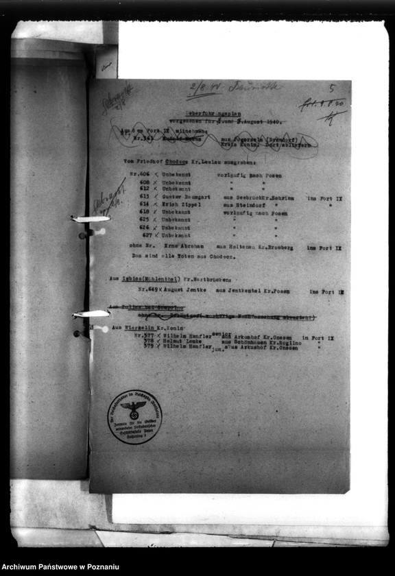 Obraz 9 z jednostki "Überführungspläne. Schriftwechsel betr. Überführungen. Band II"