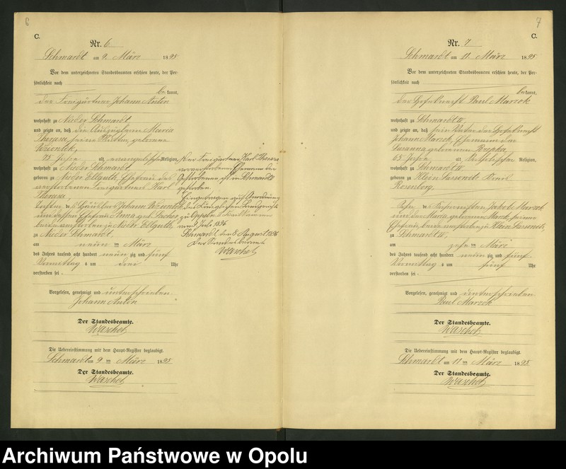 image.from.unit.number "Sterbe-Neben-Register Standesamts Schmardt pro 1895"