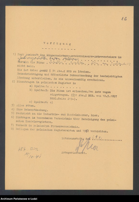 Obraz 18 z jednostki "Herszkowicz, Brajtsztajn i Szlachtuz- wyrób i sprzedaż konfekcji damskiej i wyrobów futrzanych"