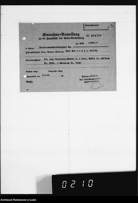 Obraz 8 z jednostki "Kürschnerei. [Zamówienia, rachunki i świadectwa dostaw]"