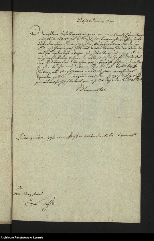 Obraz 11 z jednostki "[Akta in Bezug auf die von der Südpreussischen Provinzialzoll und Konsumtionssteuerdirektion in Posen an das allhiesige Zoll und Konsumtionssteueramt erlassene Zirkularverfügung]"