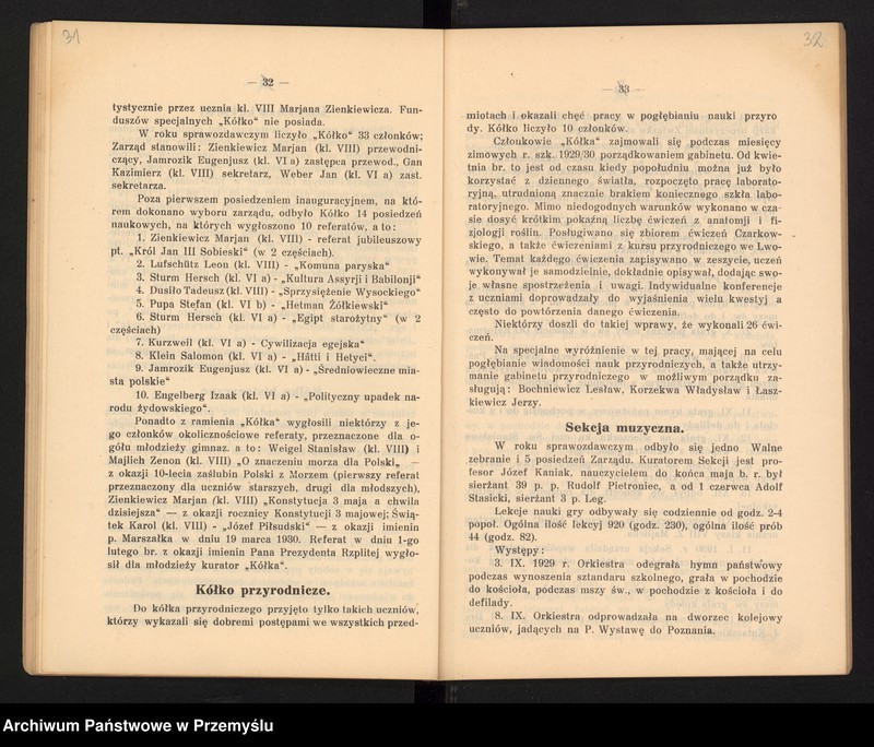 image.from.unit.number "Sprawozdanie Dyrekcji Państw[owego] Gimnazjum II im. Augusta Witkowskiego w Jarosławiu za rok szkolny 1929/30"