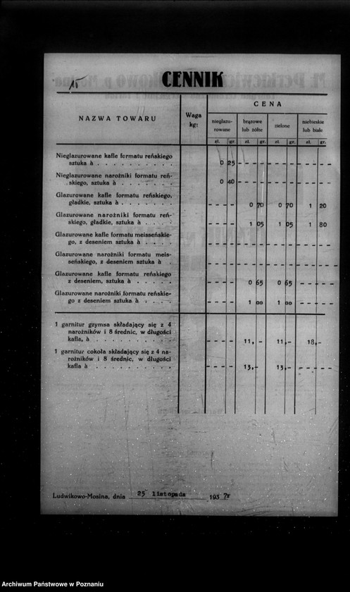 Obraz 19 z jednostki "Kwestionariusz Fabryki ceramicznej , cegielni i tartaku M. Perkiewicza w Ludwikowie powiat śremski"