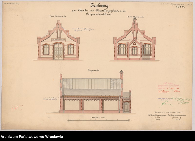 image.from.unit.number "Zeichnung zum Neubau eines Ausstellungsgebäudes an der Bürgerwerderschleuse"