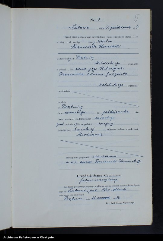 image.from.unit.number "Księga urodzeń Nr 1 - 18,1 - 46,1 - 47,1 - 49,1 - 52 i 1 - 51/przepisana w języku polskim z oryginału niemieckiego w dniach 18.06.1950 - 7.08.1950/"