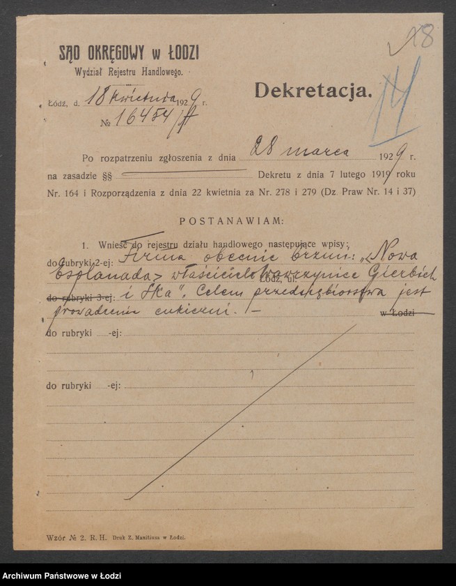 Obraz 20 z jednostki "Cukiernia „Esplanada” wł. Wawrzyniec Gierbich i s-ka"