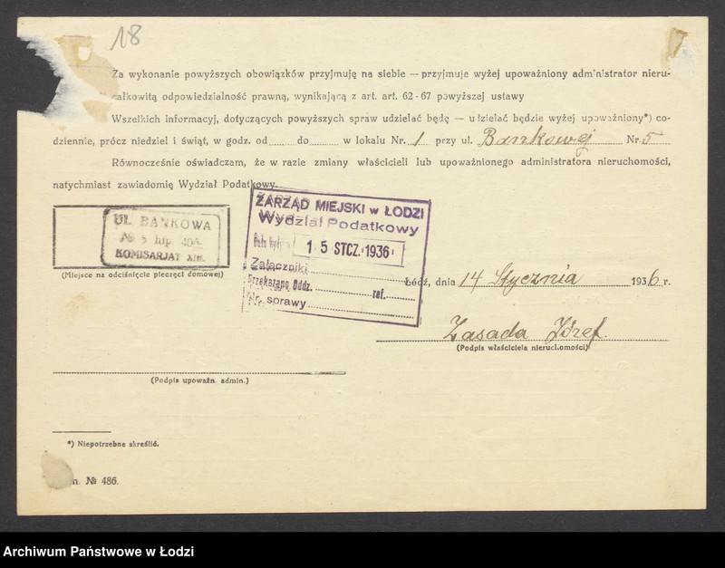 image.from.unit.number "Księga inwentarzowa nieruchomości m. Łodzi ul. Bankowa"