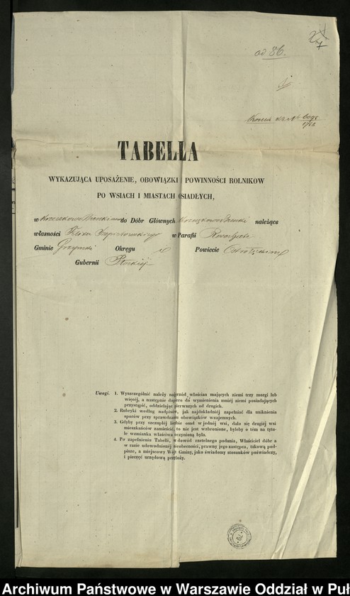 image.from.unit.number "O urządzaniu chłopów byłej rządowej wsi Krzeczkowo, Bieńki-Nowe, gm. Dmochy-Glinki, wchodzącej w skład prywatnej własności tejże nazwy podlegającej ziemianinowi Feliksowi Szepietewskiemu"