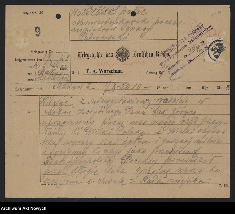 image.from.unit.number "Hołdy; listy, depesze, adresy, od instytucji, organizacji, osób prywatnych"