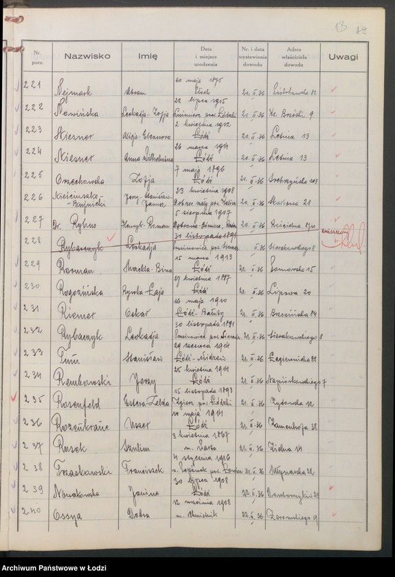 image.from.unit.number "Ewidencja dowodów osobistych wydanych przez Zarząd Miejski w Łodzi, zespół nr 6 [- nazwiska na litery N, O, R, T]"