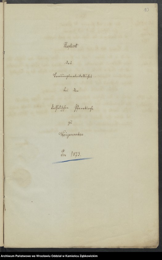 image.from.unit.number "Amtsgericht Schweidnitz Duplicate der Kirchenbücher der katholische Kirche zu Weizenrodau"