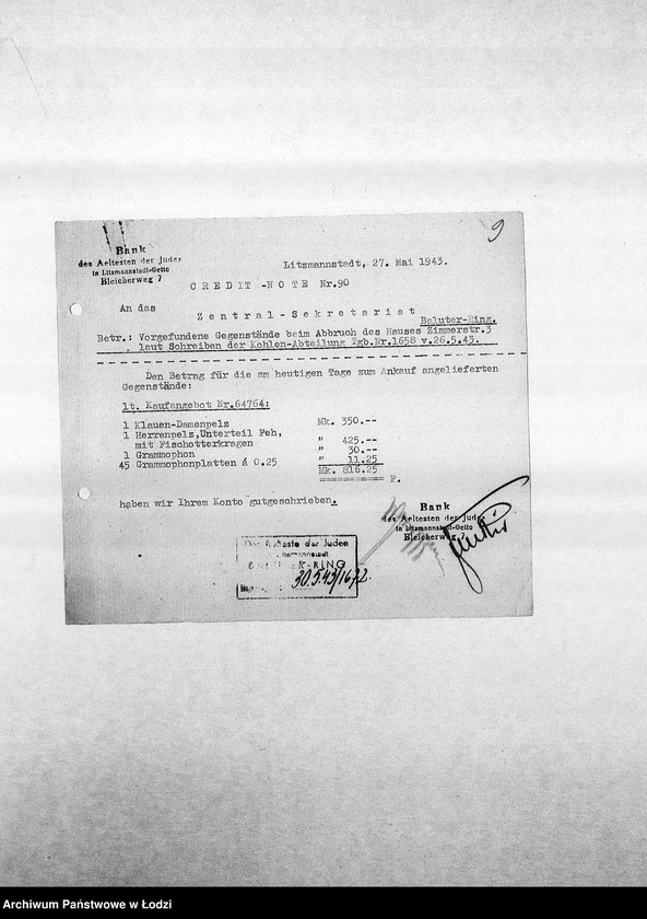 Obraz 12 z jednostki "[Korespondencja PSŻ z wydziałami i resortami getta w różnych sprawach]"