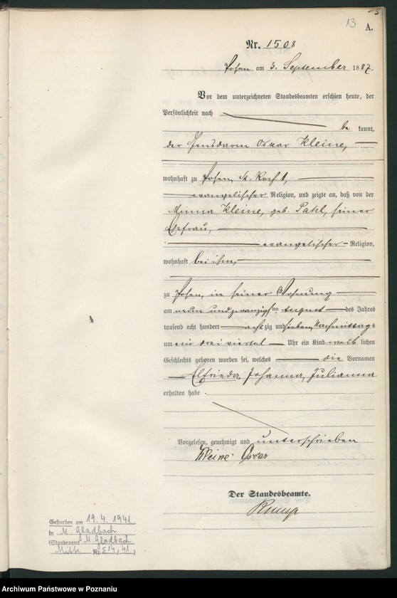 Obraz 16 z jednostki "Księga urodzeń t. IV"