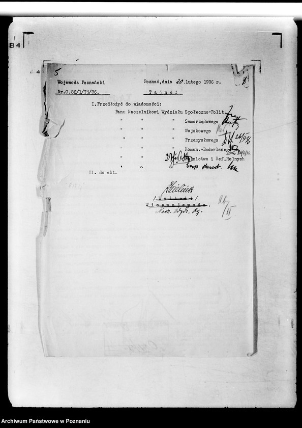 Obraz 9 z jednostki "Sprawy organizacyjne organizacja i obsada personalna Urzędu Wojewódzkiego Poznańskiego"