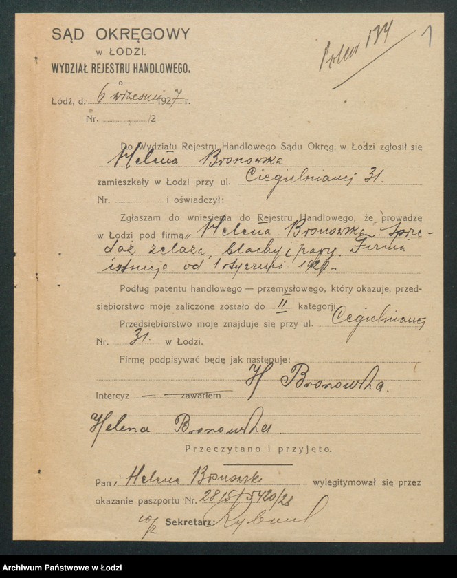 Obraz 3 z jednostki "Helena Bronowska- sprzedaż żelaza, blachy i papy"