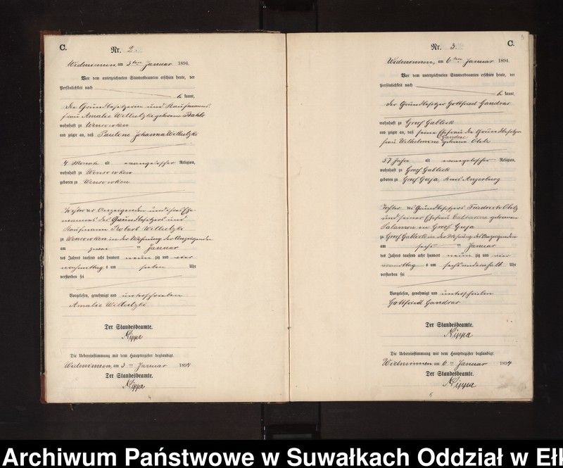 Obraz 6 z jednostki "Sterbe-Neben-Register des Preussischen Standes-Amtes Widminnen Kreis Loetzen"