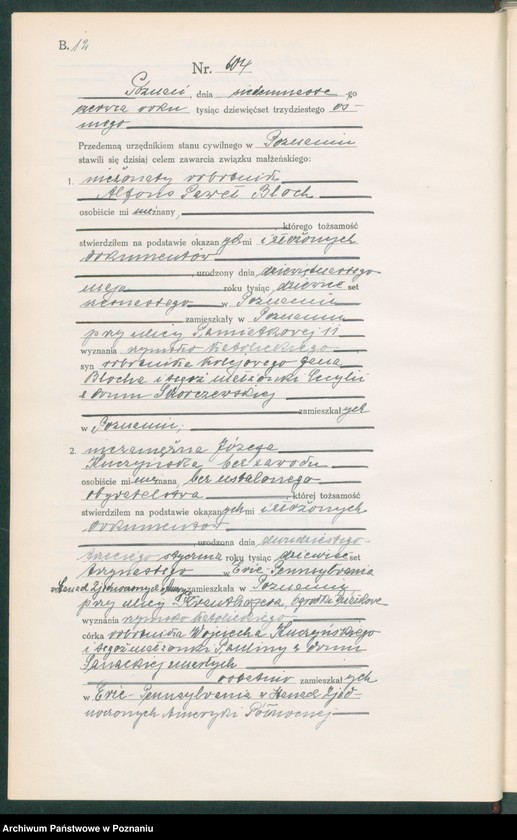 Obraz 14 z jednostki "Księga miejscowa małżeństw tom III [Rejestr główny małżeństw]"