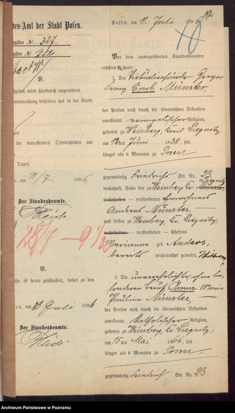 Obraz 14 z jednostki "Die von den Verlobten beigebrachten Urkunden zur Eheschliessung pro 1896"