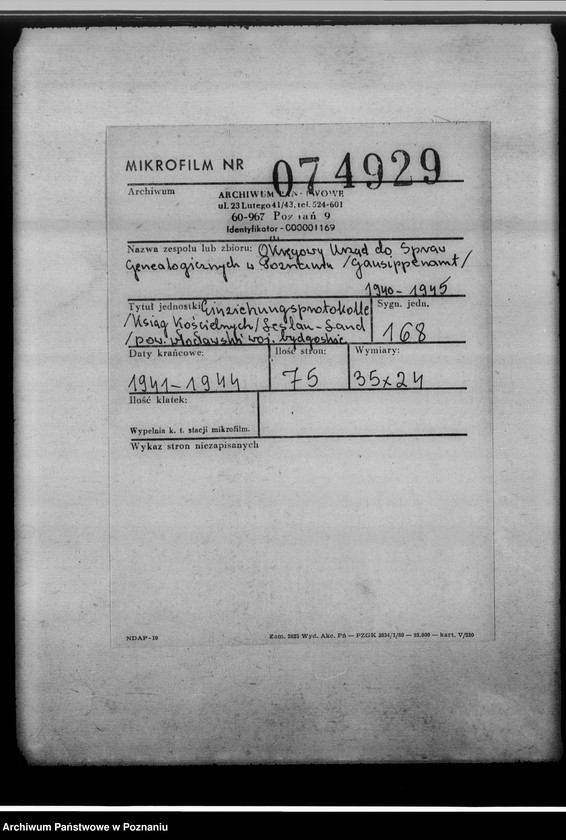 image.from.unit.number "Einziehungsprotokolle [ksiąg kościelnych] Leslau-Land [powiat włocławski, województwo bydgoskie]"
