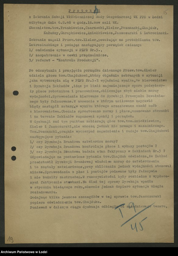 Obraz 16 z jednostki "Sekcja Włókiennicza-protokoły posiedzeń, sprawozdania"