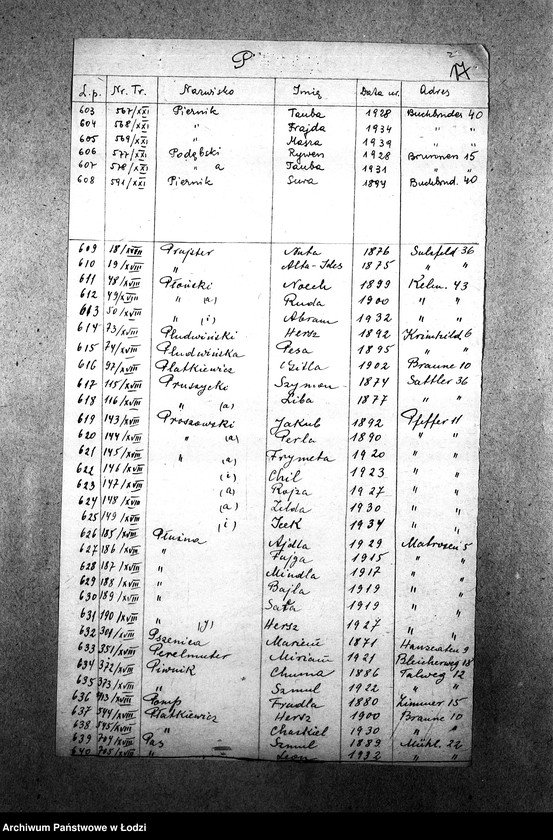 Obraz 19 z jednostki "[Wykazy imienne Żydów wysiedlonych z getta łódzkiego]"