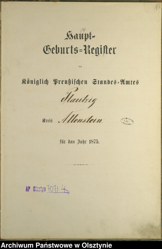 image.from.unit.number "Haupt-Geburts-Register Nr 1 - 25"