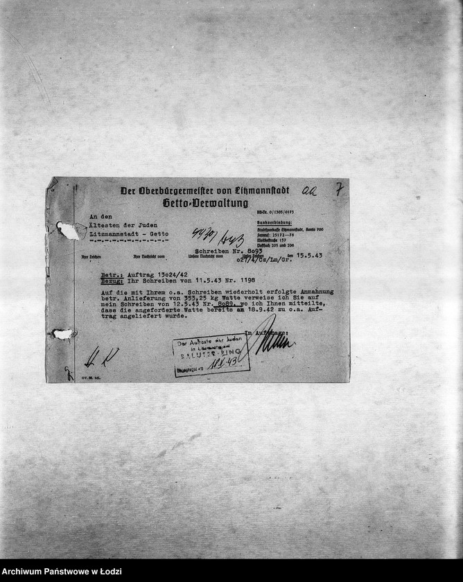 Obraz 10 z jednostki "Arbeitsressort K. [Niemieckie zamówienia do resortów pracy, produkcja, zapotrzebowanie materiałów dla produkcji]"