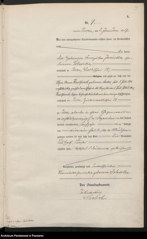 Obraz 11 z jednostki "Księga miejscowa urodzeń tom I [Rejestr główny urodzeń]"