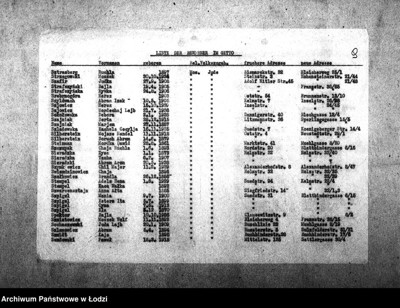Obraz 12 z jednostki "[Alfabetyczny spis mieszkańców getta. Litera S]"