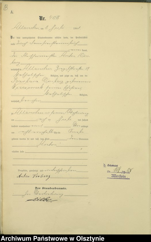 image.from.unit.number "Geburts-Haupt-Register Tom II,Nr 397 - 767"