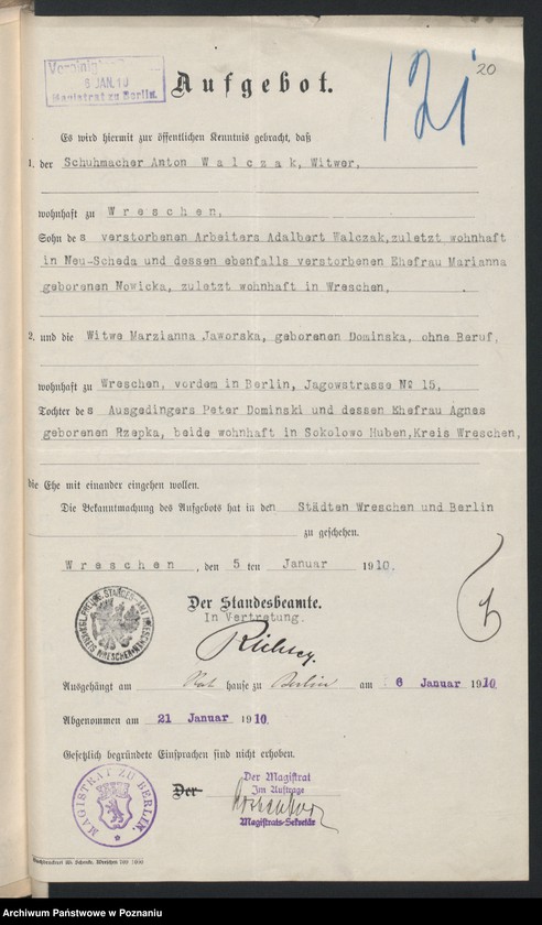 image.from.unit.number "Standesamtes Urkunden betreffends Sammelacten für Heiratssachen"